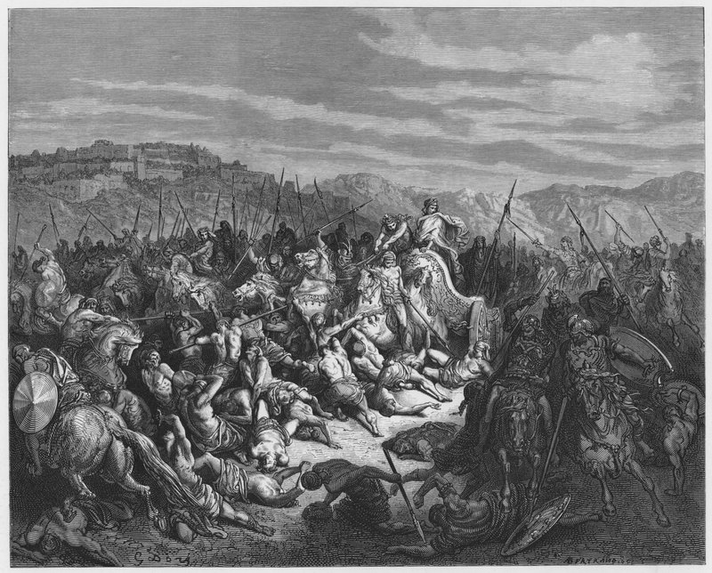 Gustave Dore Raamattu: Syyrialaisten teurastus Israelin lasten toimesta tekijältä Gustave Dore