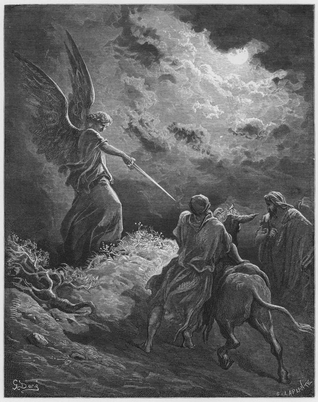 Gustave Dore Raamattu: Enkeli ilmestyy Bileamille tekijältä Gustave Dore
