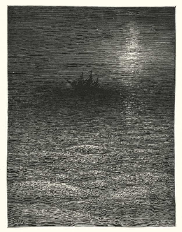 Gustave Doren kuvitus Coleridgen teokseen Rime of the Ancient Mariner (kaiverrus). tekijältä Gustave Dore