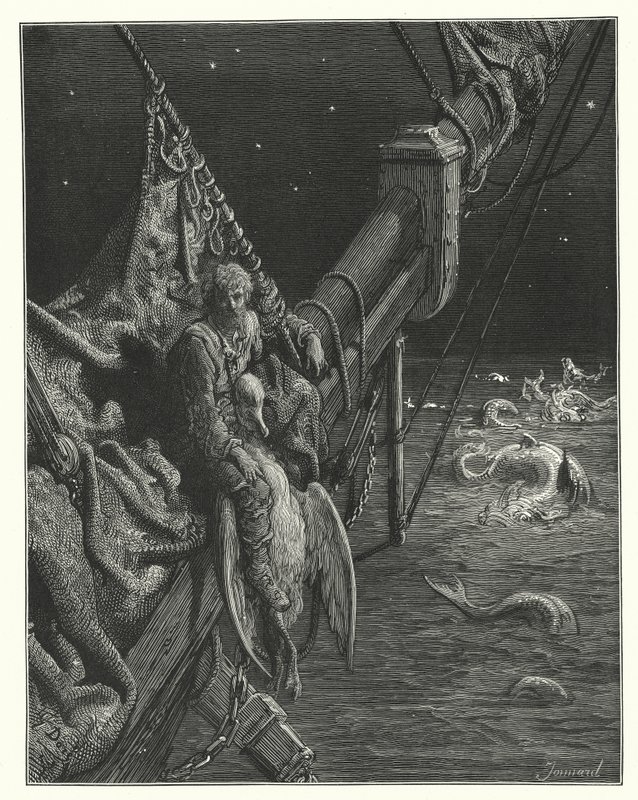 Gustave Doren kuvitus Coleridgen teokseen Rime of the Ancient Mariner (kaiverrus). tekijältä Gustave Dore
