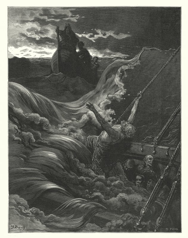 Gustave Doren kuvitus Coleridgen teokseen Rime of the Ancient Mariner (kaiverrus). tekijältä Gustave Dore