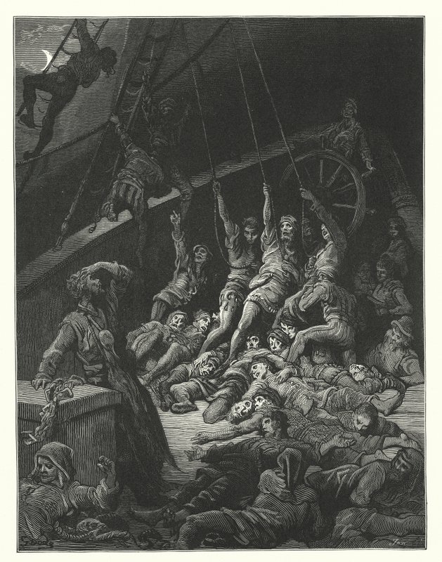 Gustave Doren kuvitus Coleridgen teokseen Rime of the Ancient Mariner (kaiverrus). tekijältä Gustave Dore