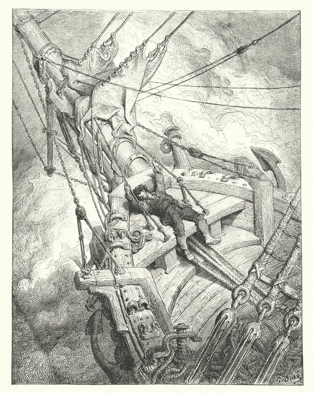 Gustave Doren kuvitus Coleridgen teokseen Rime of the Ancient Mariner (kaiverrus). tekijältä Gustave Dore
