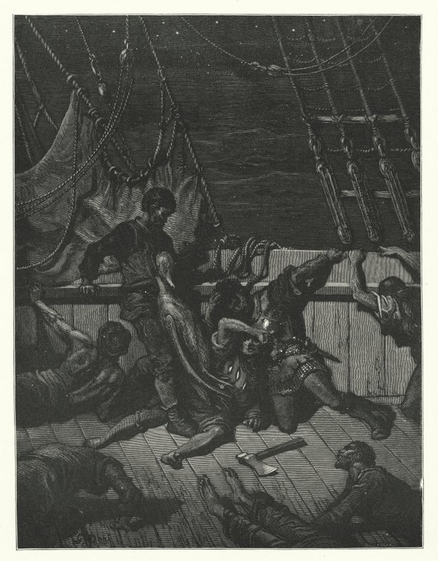 Gustave Doren kuvitus Coleridgen teokseen Rime of the Ancient Mariner (kaiverrus). tekijältä Gustave Dore
