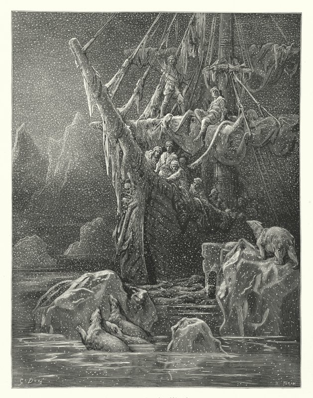 Gustave Doren kuvitus Coleridgen teokseen Rime of the Ancient Mariner (kaiverrus). tekijältä Gustave Dore