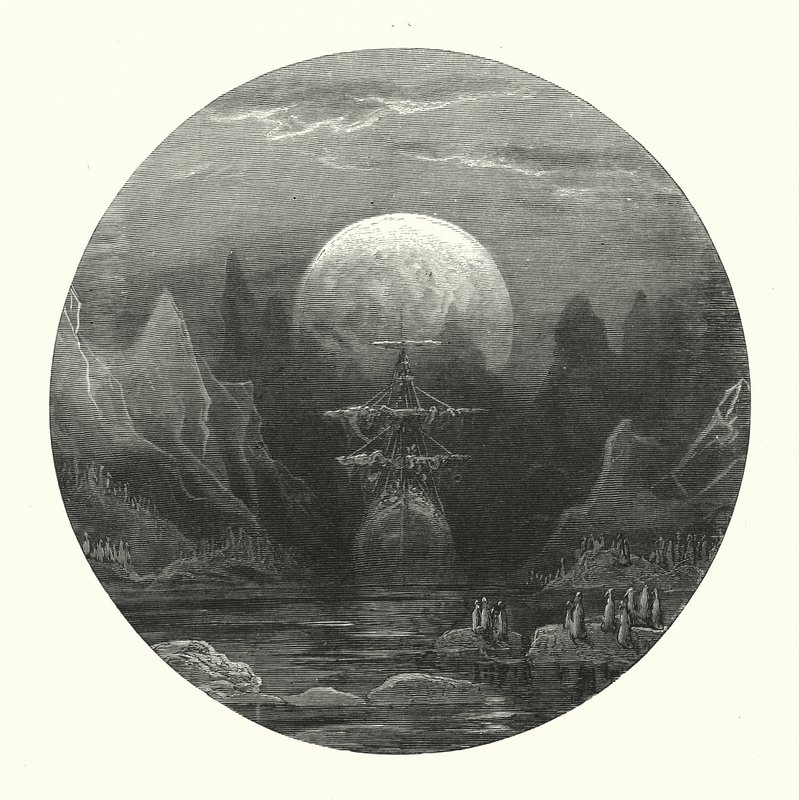 Gustave Doren kuvitus Coleridgen teokseen Rime of the Ancient Mariner (kaiverrus). tekijältä Gustave Dore