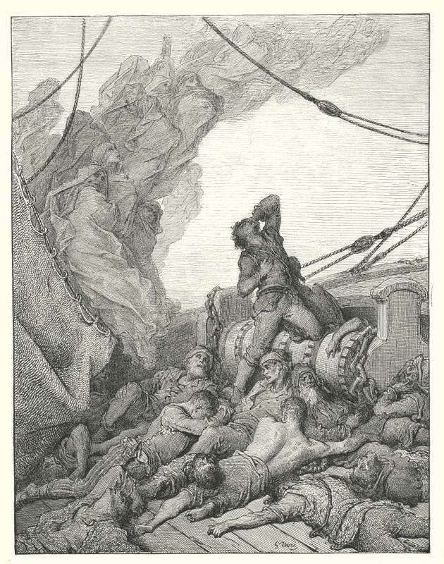 Gustave Doren kuvitus Coleridgen teokseen Rime of the Ancient Mariner (kaiverrus). tekijältä Gustave Dore