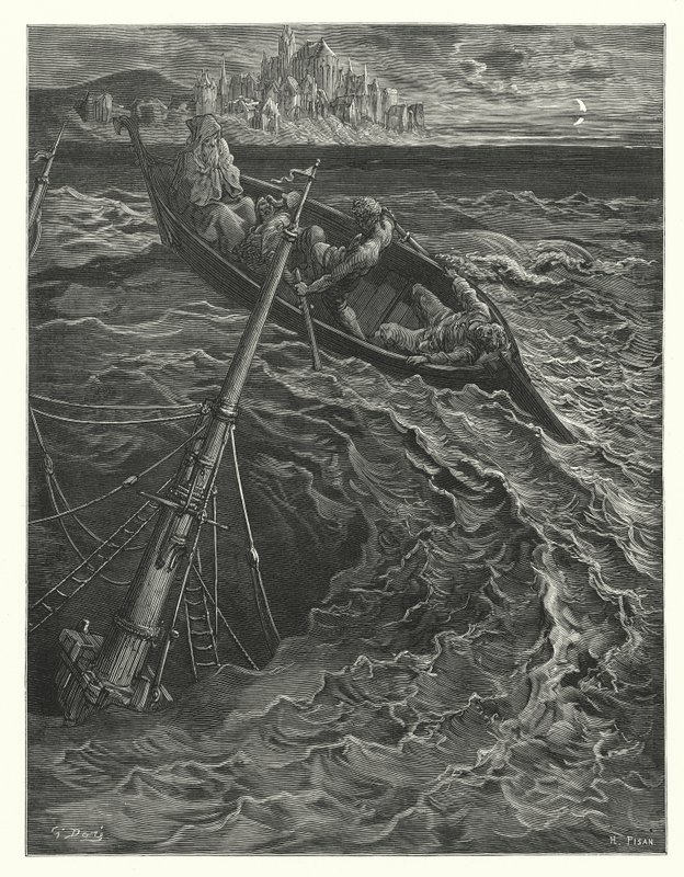 Gustave Doren kuvitus Coleridgen teokseen Rime of the Ancient Mariner (kaiverrus). tekijältä Gustave Dore