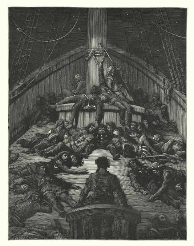 Gustave Doren kuvitus Coleridgen teokseen Rime of the Ancient Mariner (kaiverrus). tekijältä Gustave Dore