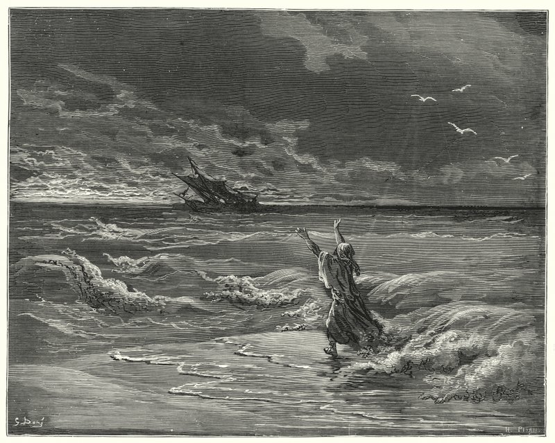 Gustave Doren Don Quijote: "Tule takaisin, rakas tyttäreni, sillä annan sinulle kaiken anteeksi" (kaiverrus) tekijältä Gustave Dore