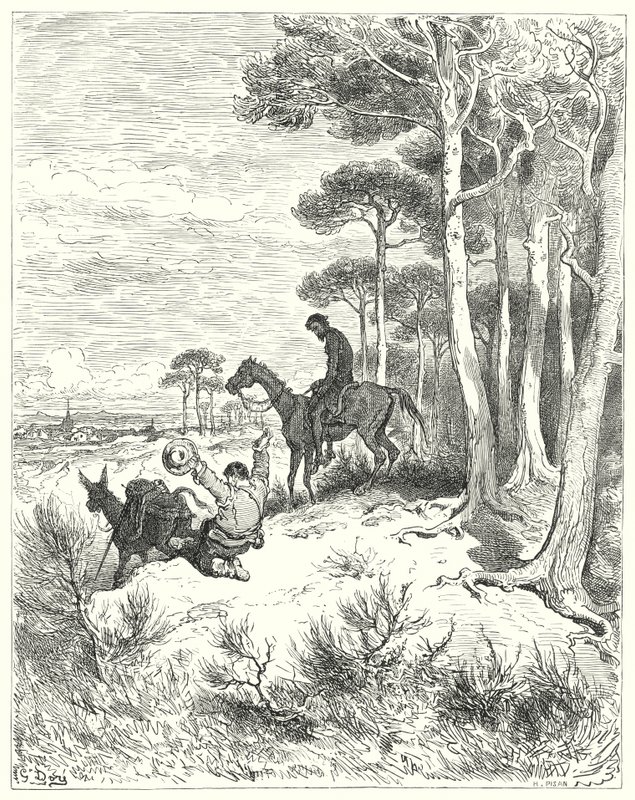 Gustave Doren Don Quijote: "Oi, kauan toivon kotiin!" (kaiverrus) tekijältä Gustave Dore