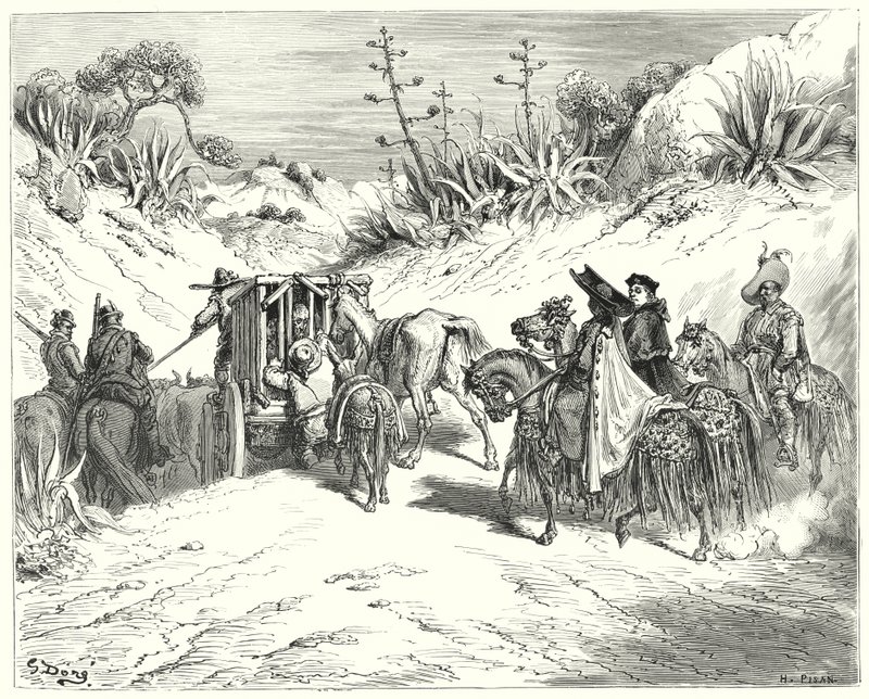 Gustave Doren Don Quijote: "Kuraattori oli erittäin tarkkaavainen ja uskoi häneen järkevän miehen" (kaiverrus) tekijältä Gustave Dore