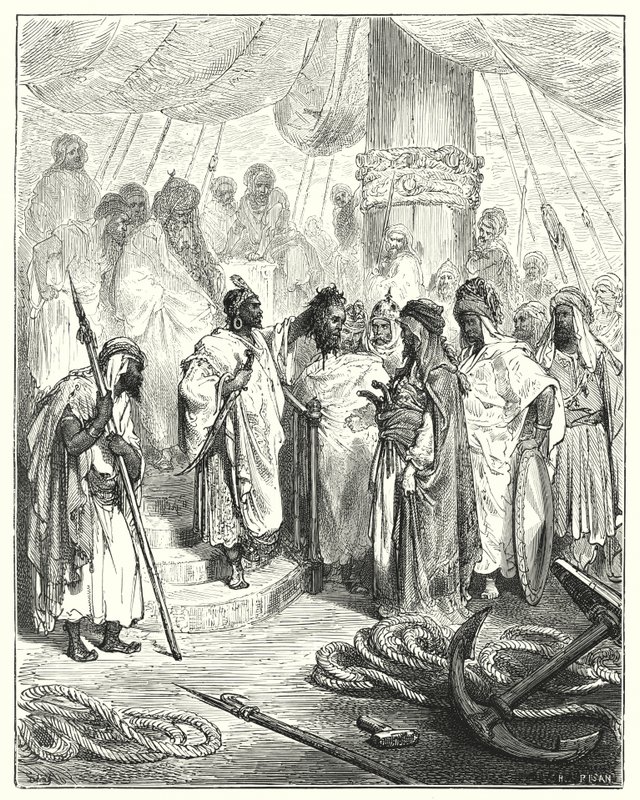 Gustave Doren Don Quijote: "He katkaisivat hänen päänsä ja toivat sen Turkin kenraalille" (kaiverrus) tekijältä Gustave Dore