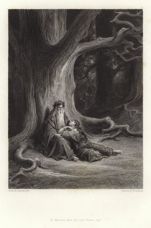 Havainnollistamiseen Vivien Alfred Tennyson tekijältä Gustave Dore