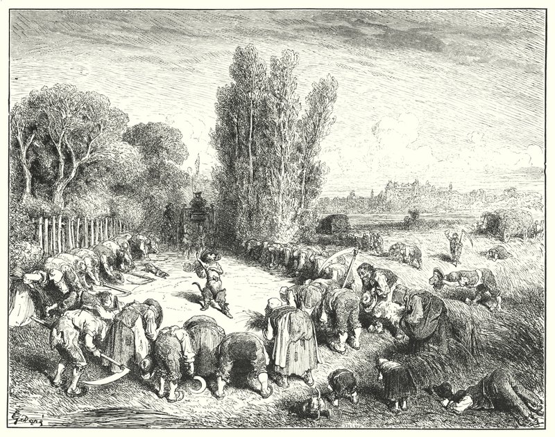 Mestarikissa tai saappaiden pillua; Puss In Boots (kaiverrus) tekijältä Gustave Dore