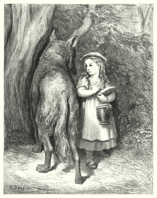 Le Petit Chaperon Rouge; Pieni Punahilkka tekijältä Gustave Dore