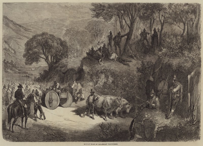Calabrian vapaaehtoisten keskipäivän pysähdys tekijältä Gustave Dore