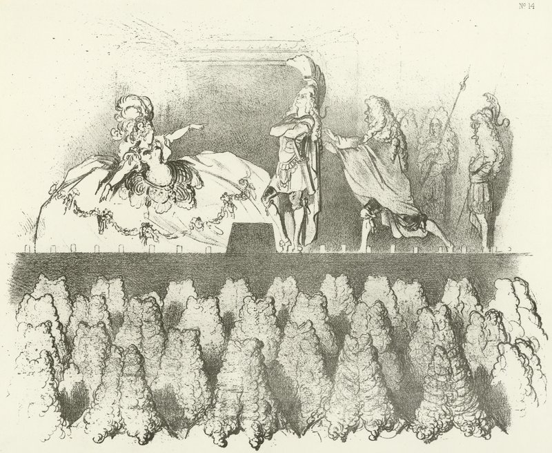 Racine esiintyy Versaillesin hovissa 1695 (syväpaino) tekijältä Gustave Dore
