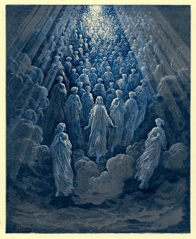 The Angels in the Planet Mercury, kuvitus "Dore Gallerysta", julkaistu noin 1890 (digitaalisesti paranneltu kuva) tekijältä Gustave Dore