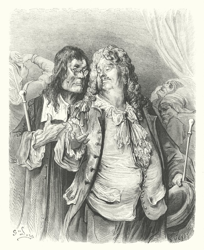 La Fontainen sadut: Fontaine: Lääkärit (kaiverrus) tekijältä Gustave Dore
