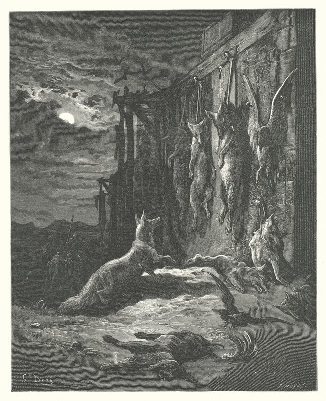 La Fontainen sadut: Fontaine: The English Fox (kaiverrus) tekijältä Gustave Dore