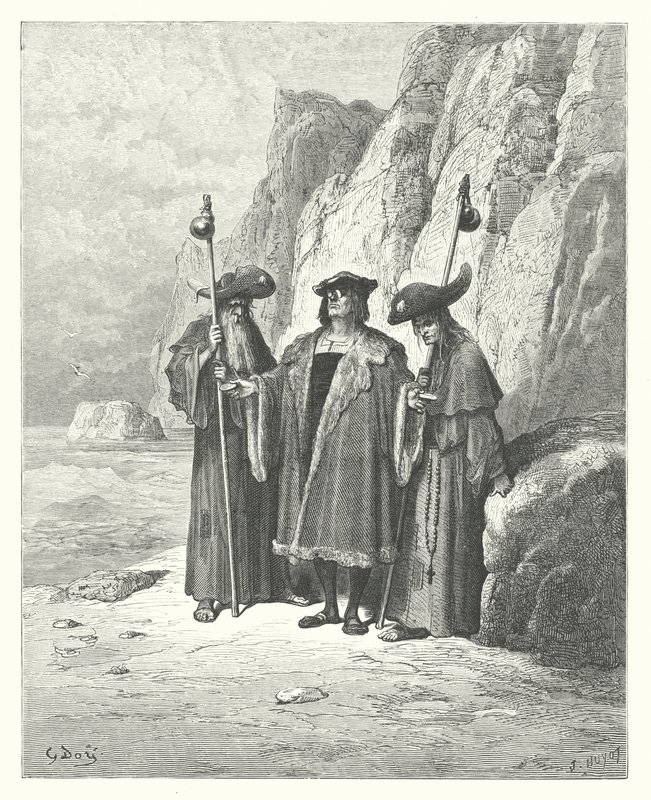 La Fontainen sadut: Osteri ja sen vaatijat (kaiverrus). tekijältä Gustave Dore