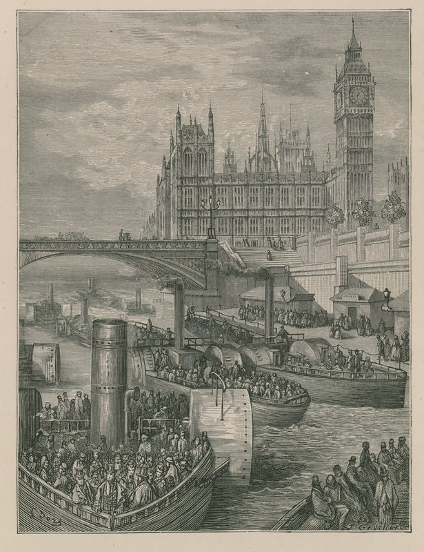 Westminsterin portaat - Steamers poistuu tekijältä Gustave Dore