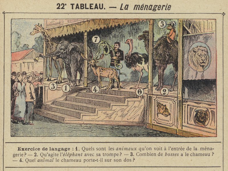 La menagerie (väri litho) tekijältä Gustave Fraipont