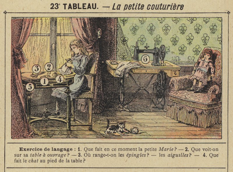 Pikku ompelija (väri litho) tekijältä Gustave Fraipont