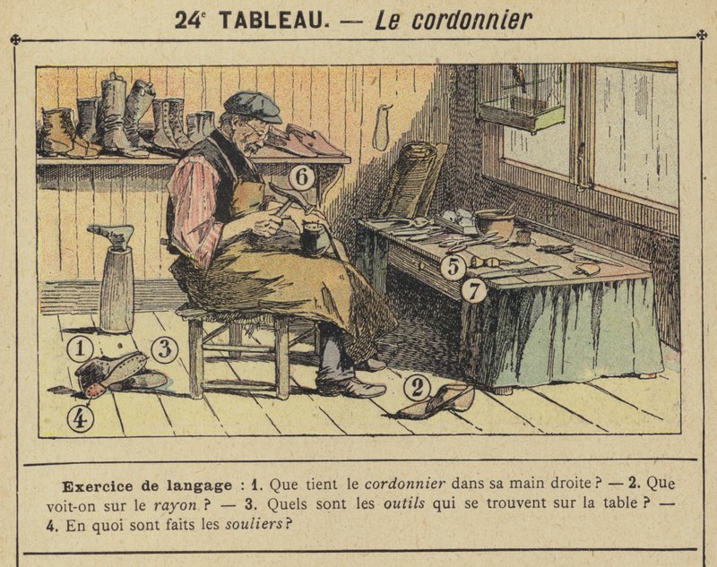 The Shoemaker (väri litho) tekijältä Gustave Fraipont