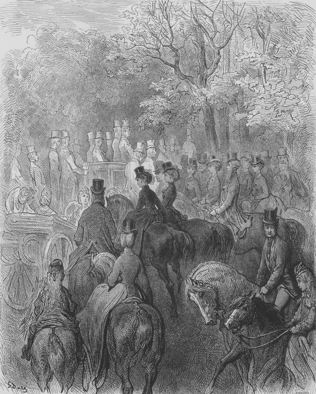 Hyde-Park, Equipages De Cavaliers tekijältä Gustave after Dore