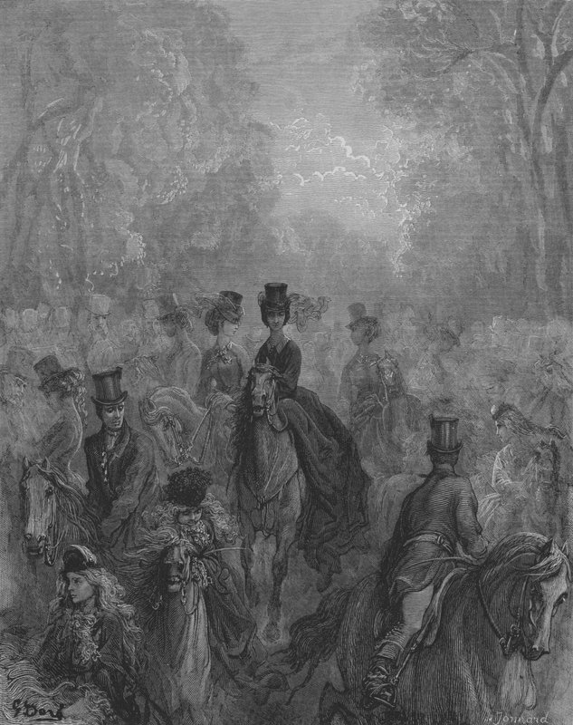 Hyde-Park, The Ladys Mile, Promenade Des Dames tekijältä Gustave after Dore