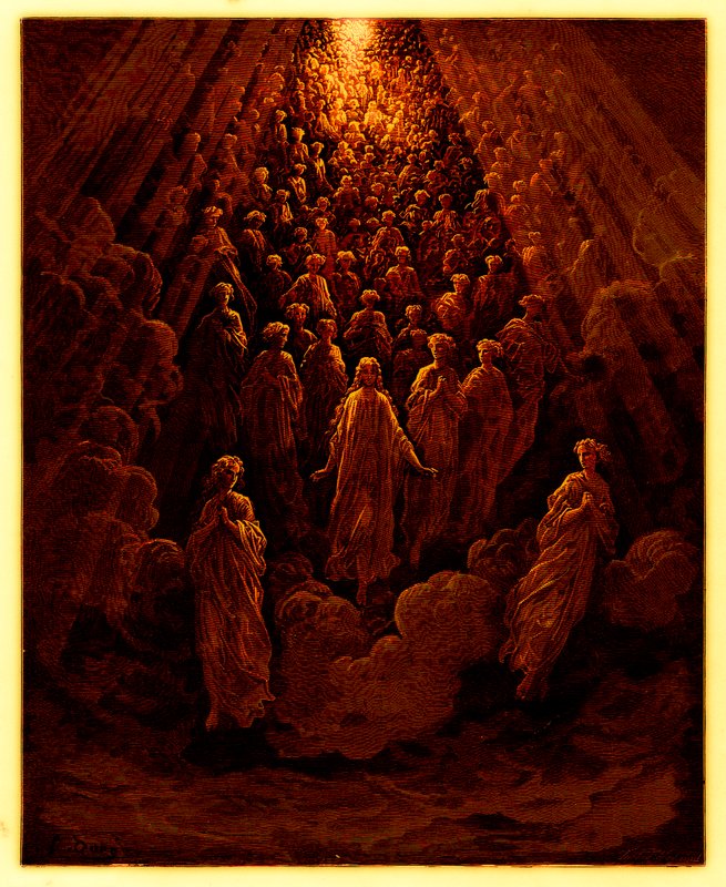 Enkelit Merkurius-planeetalla, kuvitus The Dore Gallery -teoksesta, julkaistu noin vuonna 1890 (digitaalisesti parannettu kuva). tekijältä Gustave after Dore