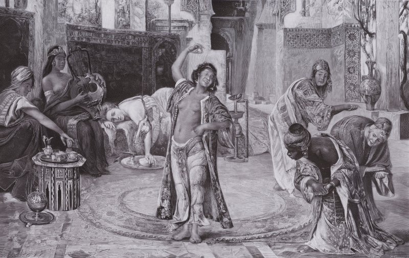 Viihde haaremissa (litho) tekijältä Gyula Tornai