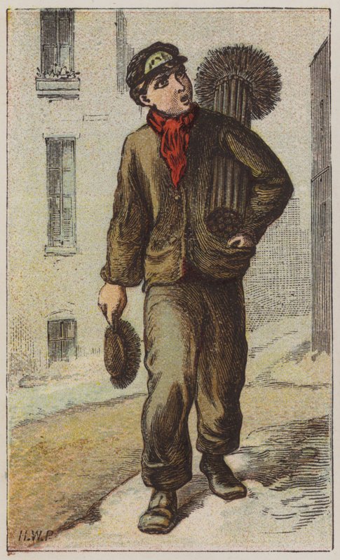 Savupiipun lakaisu (väri litho) tekijältä H.W. (after) Petherick