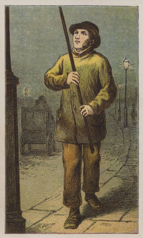 Lampunsytytin (väri litho) tekijältä H.W. (after) Petherick