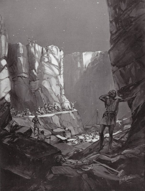 Ateenalaisten katastrofit Sisiliassa, eKr. 413 (litografia) tekijältä H. M. (after) Burton