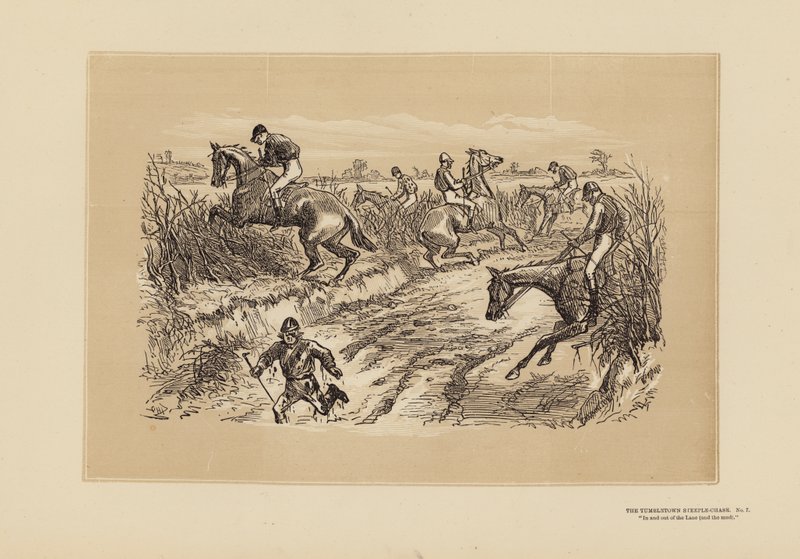 Tumbletown Steeple-Chase, nro 7, The Lane (kaiverrus) (kaiverrus) tekijältä Hablot Knight (1815 92) Browne