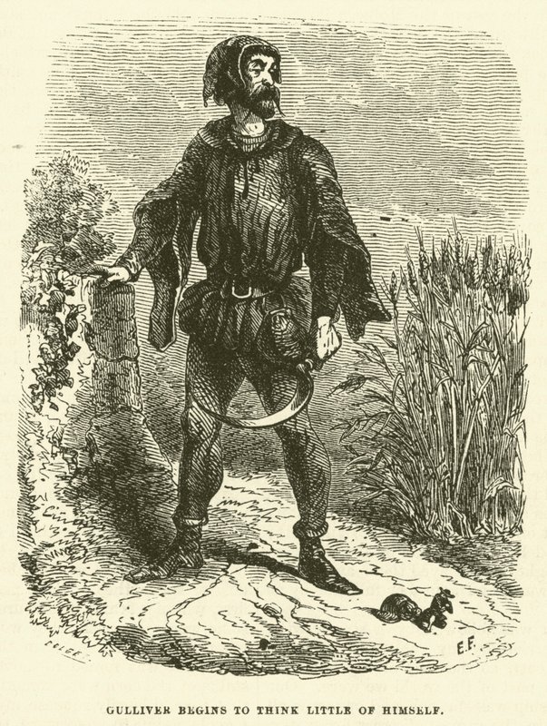 Gulliver alkaa ajatella itsestään vähän (kaiverrus) tekijältä after Hablot Knight Browne