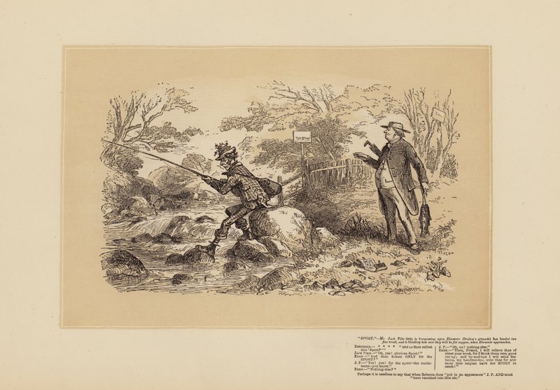 Kalastusluonnoksia, nro 2, Erittäin kuin salametsästäjä (kaiverrus). tekijältä Hablot Knight (1815 92) Browne