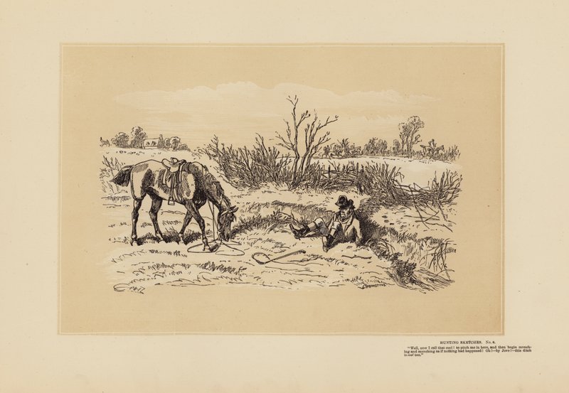 Metsästysluonnoksia, nro 8, Päättävästi viileä (kaiverrus) tekijältä Hablot Knight (1815 92) Browne