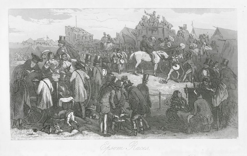 Lontoon kadut: Epsom Races (kaiverrus). tekijältä Hablot Knight (1815 92) Browne