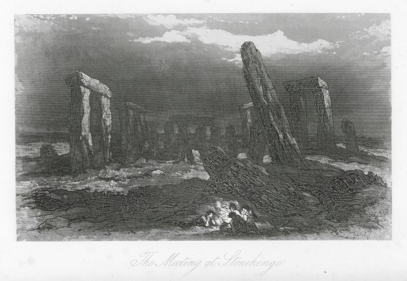 Lontoon kadut: Stonehengen kokous (kaiverrus): The Meeting at Stonehenge (kaiverrus) tekijältä Hablot Knight (1815 92) Browne
