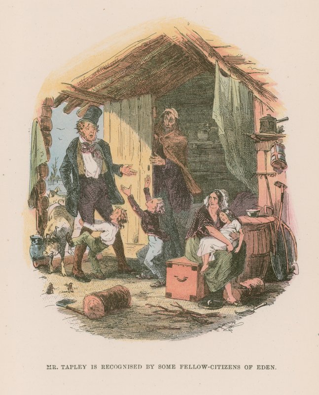 Kuvitus Martin Chuzzlewit -teokseen tekijältä Hablot Knight Browne