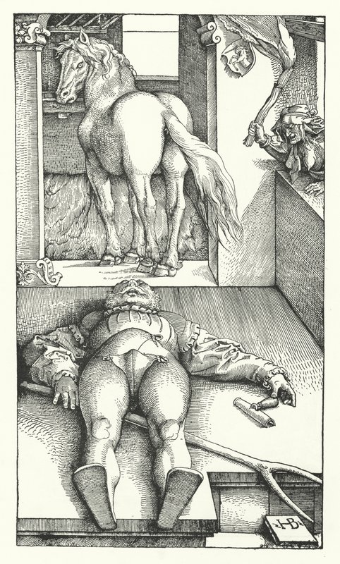 Lumottu sulhanen (kaiverrus) tekijältä Hans (after) Baldung Grien