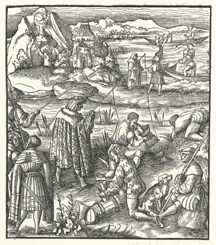 Itävallan arkkiherttua Maximilian kalastus (kaiverrus) tekijältä Hans (after) Burgkmair