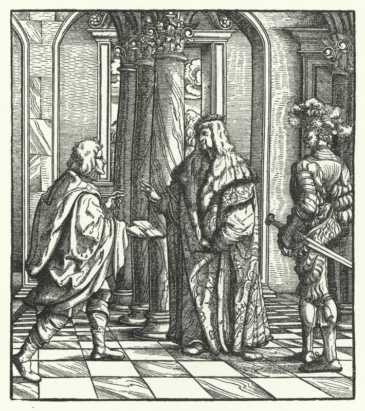 Itävallan arkkiherttua Maximilian saa Burgundin Marian suostumuksen avioliittoehdotukseensa (kaiverrus) tekijältä Hans (after) Burgkmair