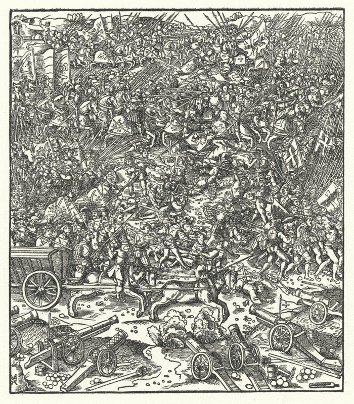 Guinegaten taistelu, Ranska, 7. elokuuta 1479 (kaiverrus) tekijältä Hans (after) Burgkmair