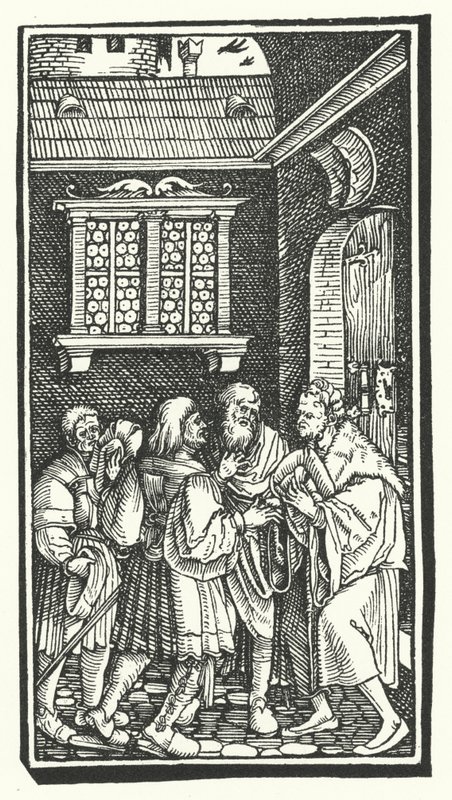 Petrarchin puupiirros teoksesta De Remediis Giantum Fortunae (Lääkitys onnettomuuteen ja virheeseen) (kaiverrus) tekijältä Hans (after) Burgkmair