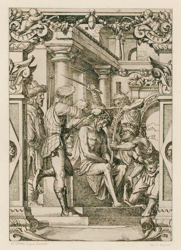 Jeesus Kristus, orjantappuroin kruunattu (kaiverrus) tekijältä Hans (after) Holbein the Younger